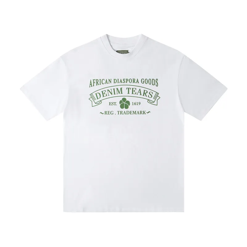 D312# DENIM TEARS Kapok classic pure cotton loose unisex white short-sleeved T-shirt 16 P100 S-XL